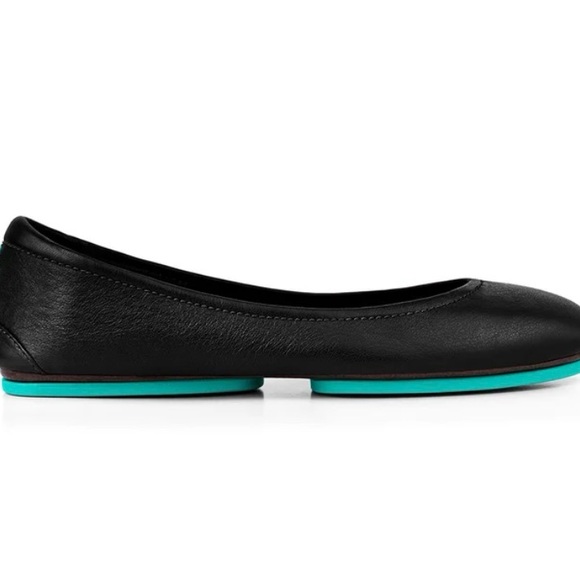 Tieks Classic Matte Black Leather Ballet Flats - Picture 2 of 8